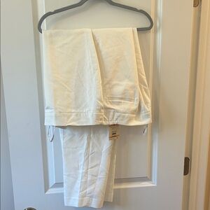 Anne Klein Cotton Double Weave Extended Tab Bowie Bright White Pants